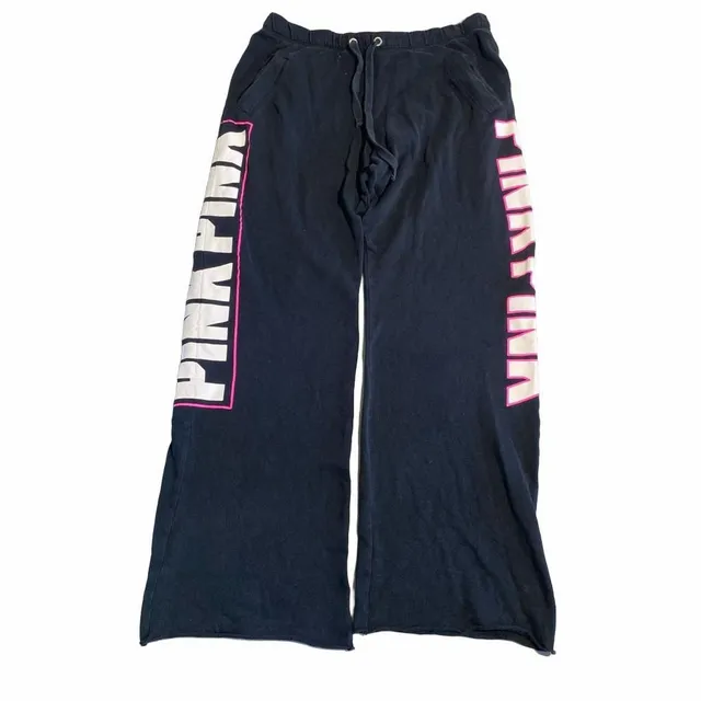 Pink Victoria's Secret Sweatpants Size S Black Logo Leg Print