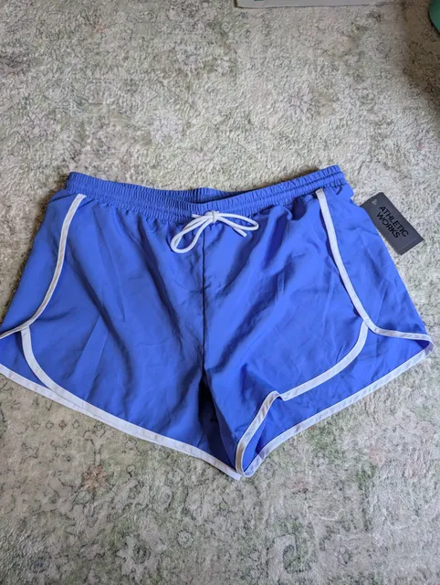 Athletic Works Shorts Size L (12-14) Blue White Trim Drawstring