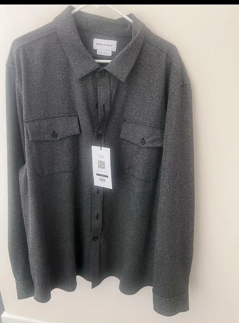 Ministry of Supply Fusion Overshirt Size XXXL Gray Flannel Shirt Jacket