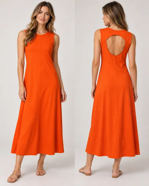 Free People Beach Bright Orange Open-Back Maxi Dress โ Size XS