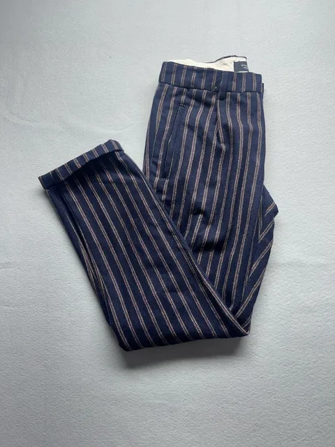 Scotch & Soda Striped Trousers 30x32 Navy Wool Blend Pants 