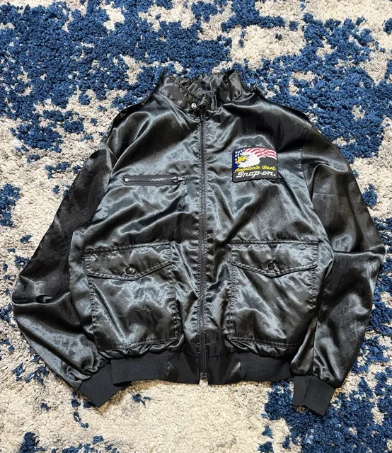 Swingster Snap-On Satin Bomber Jacket Size M America's Best Eagle Patches