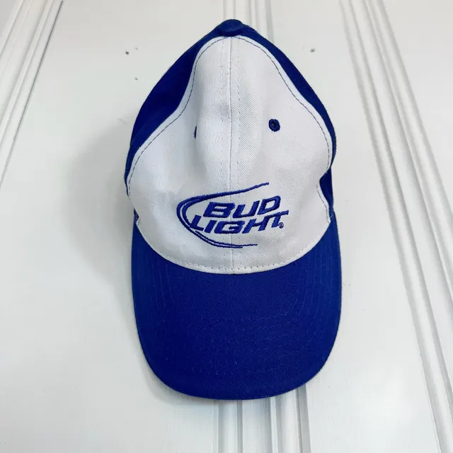 Bud Light Baseball Hat Blue White Logo Adjustable Cap