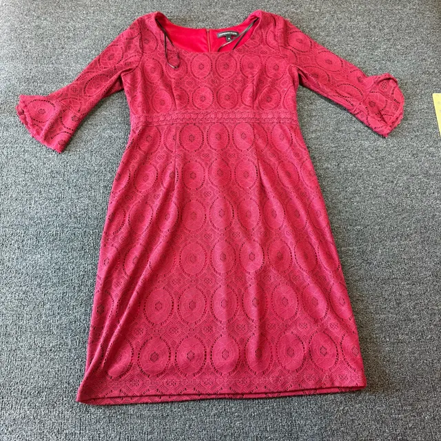 Chris McLaughlin Dress Size 14 Red Lace 3/4 Bell Sleeve