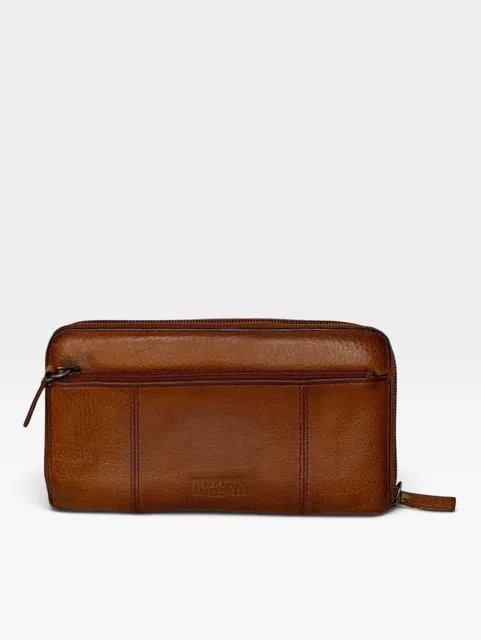 Duluth Trading Co Lifetime Leather Zip Around Wallet Brown