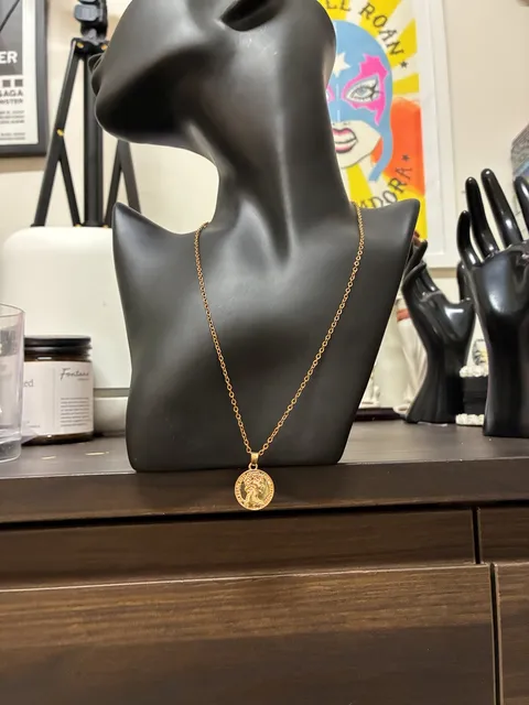 Upcycled Stainless Steel Gold Tone Coin Pendant Necklace Elizabeth II Australia