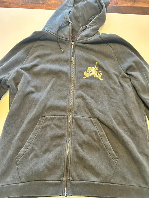 Jordan Nike Air Full Zip Hoodie Size XXL Black Gold Jumpman Logo