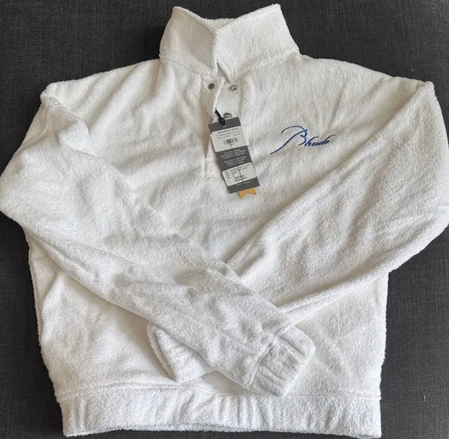 Rhude Towel Rugby Pullover Size XS White Logo Embroidered Polo Shirt