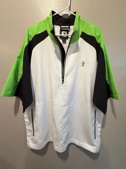 FootJoy FJ Short Sleeve Pullover Jacket Size XL White Black Green