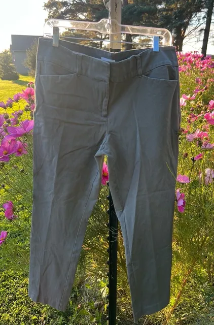 Loft Curvy Skinny Ankle Pants Size 10 Gray Cotton Blend