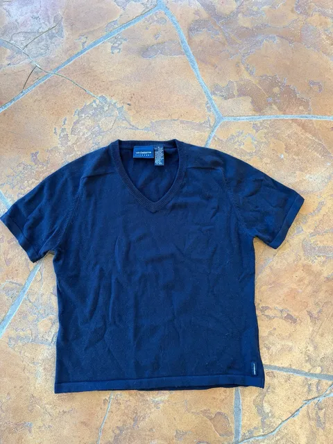 Liz Claiborne Sport V-Neck Short Sleeve Sweater Size M Blue