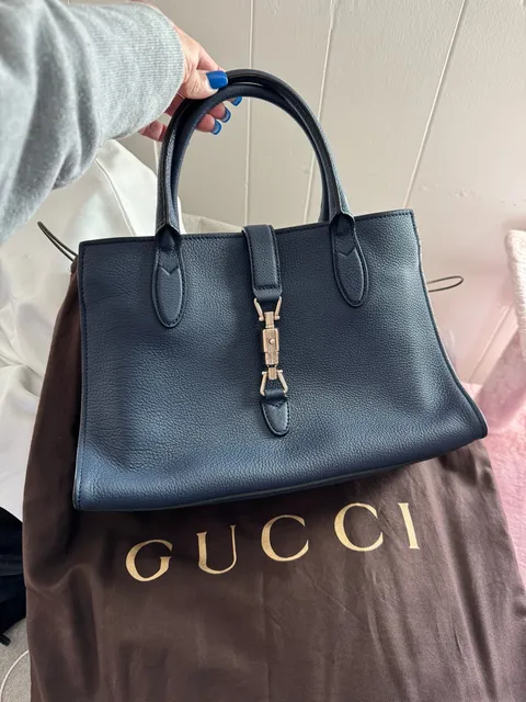 Gucci Jackie Tote Bag Blue Leather
