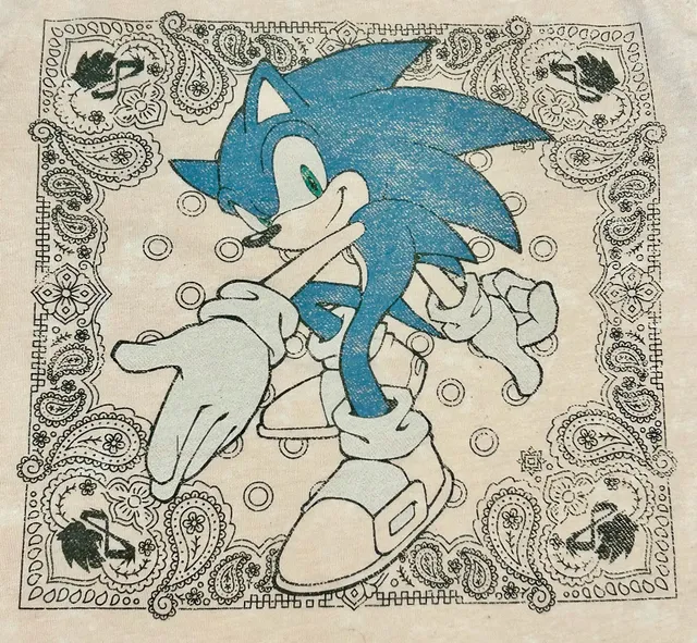 Sonic The Hedgehog T-Shirt Size M (8) Pink Graphic Bandana Print
