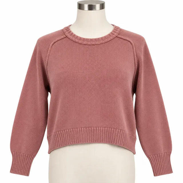 Free People Women’s XS Dusty Rose Pink Knit Pullover Sweater Raglan Crewneck