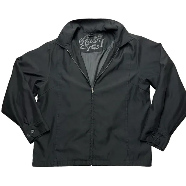 Rusty Full Zip Jacket Size XL Black Lined Outerwear Y2K Surf Core
