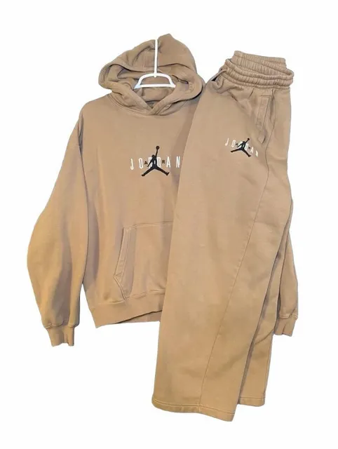 Jordan Fleece Lounge Set Mens Small oversized Tan