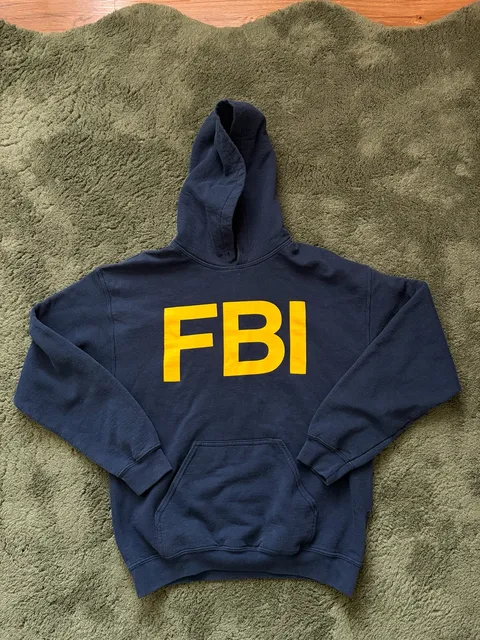 FBI Hoodie Navy Blue Yellow Graphic Sweatshirt