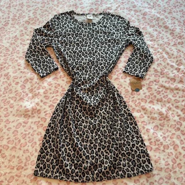 Touched By Nature Dress Size Medium Leopard Print Organic Cotton