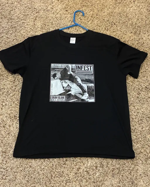 RARE GRAIL VINTAGE INFEST BAND TEE Draw Blank Records T-Shirt Size XL Black Graphic Tee