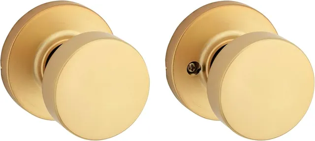 Kwikset Pismo Passage Door Knob Satin Brass 720PSK RDT 4 6AL RCS