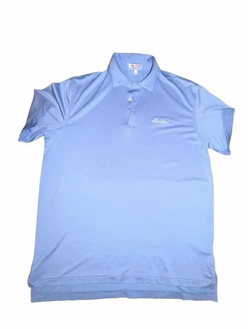 Peter Millar Sea Island Polo Shirt Size L Blue Striped Golf