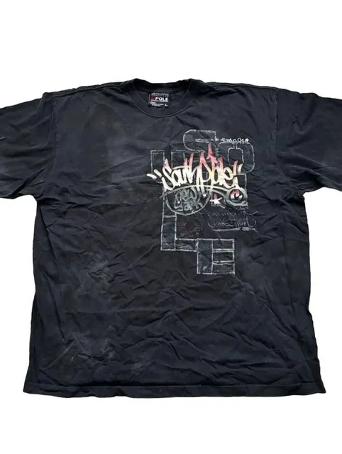 Southpole Graphic T-Shirt Size L Black Y2K Graffiti