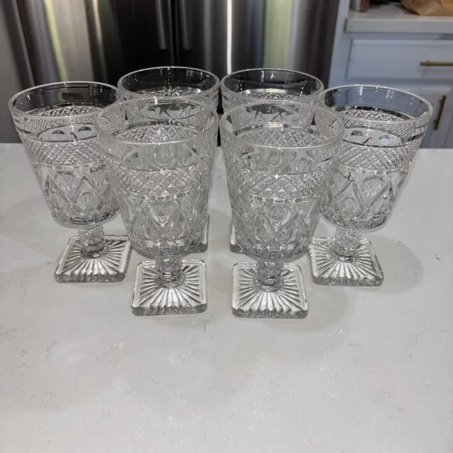 Set of 6 Vintage Imperial Glass Cape Cod Wine Glasses Clear