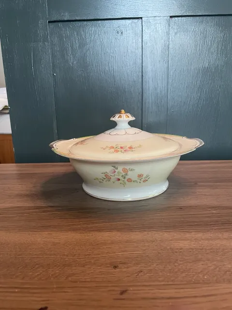 Vintage MS Japan Floral Covered Vegetable Bowl Hand Painted