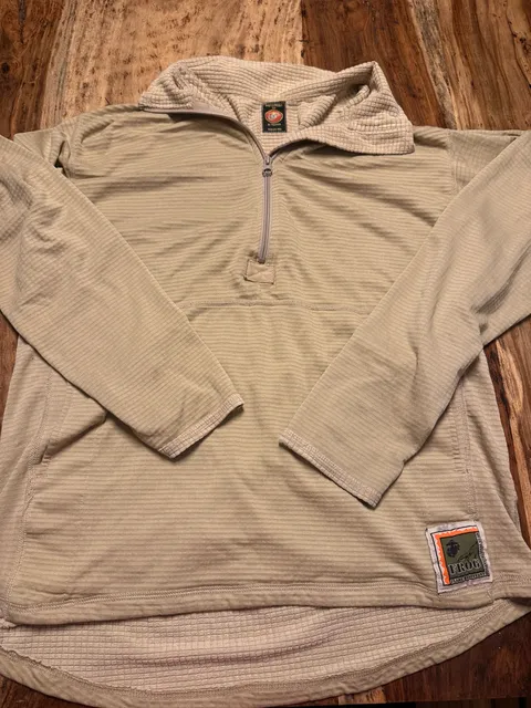 Peckham USMC Frog Grid Fleece Pullover Medium Regular Tan Half Zip