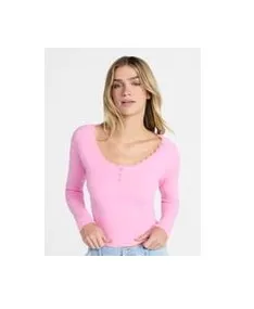 No Boundaries Scoop Henley Size XL (16-18) Pink Jubilee
