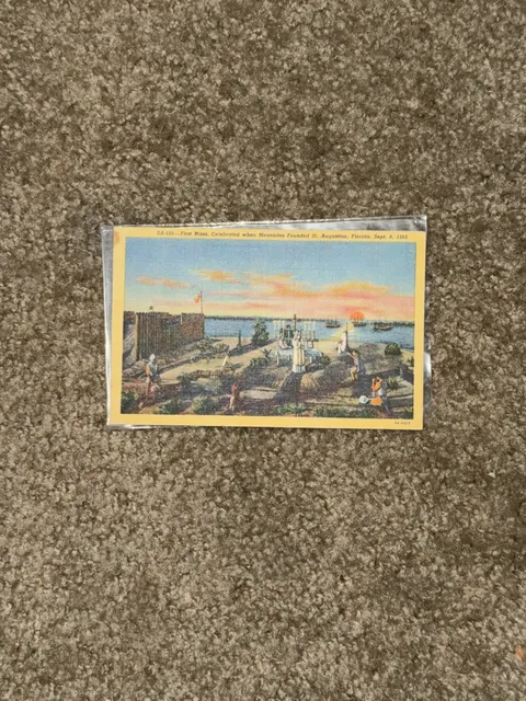 Vintage Postcard First Mass St. Augustine Florida SA-105