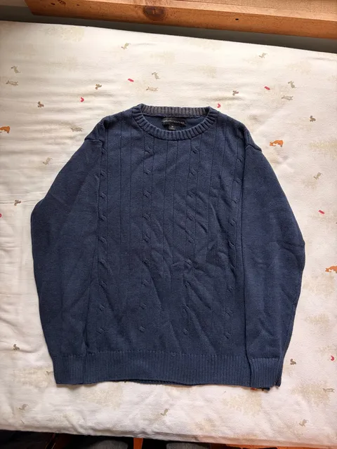 Tricots St Raphael Cable Knit Sweater Size M Blue Crewneck