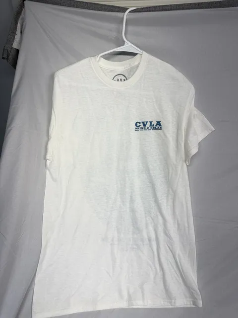 CVLA Drink & Relax T-Shirt Size M White Graphic Short Sleeve Tee