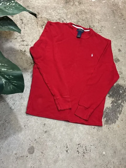 Polo Ralph Lauren Waffle Thermal Shirt Size L Red Long Sleeve Crewneck