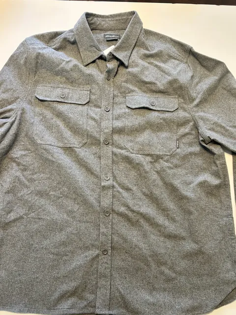 Eddie Bauer Double Brushed Chamois Shirt Size XL Gray Long Sleeve