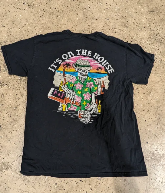 Retro Brand It's On The House Graphic T-Shirt Size XL Black