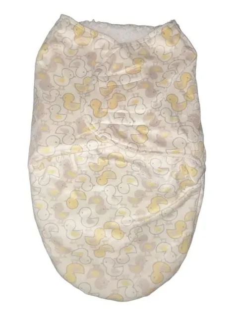 Infant Sherpa Swaddle sack Duck Duck Goose Print Yellow Grey 0-3M 