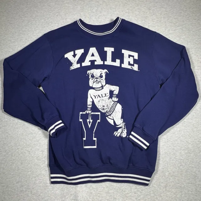 Yale University Sweatshirt Size L Blue Bulldog Graphic Crewneck