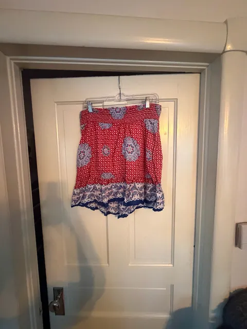 Old Navy Maternity Skirt Size S Red Blue Paisley Boho Cotton