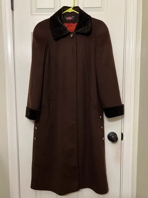 Alorna Wool Blend Petite Coat Leopard Collar Size Petite
