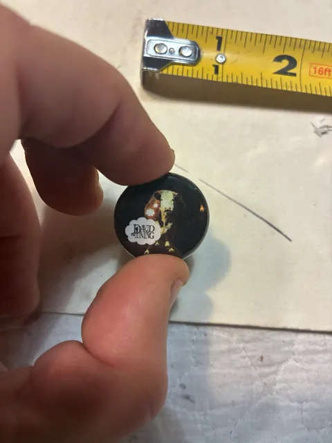 David Hunan Button Pin Cow Graphic