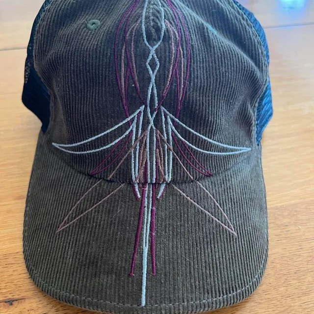 Von Dutch Pinstripe Corduroy Trucker Hat Brown Olive