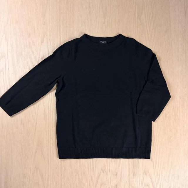 Talbots Cashmere Crewneck Sweater Size Lp Black Petite Pullover Knit