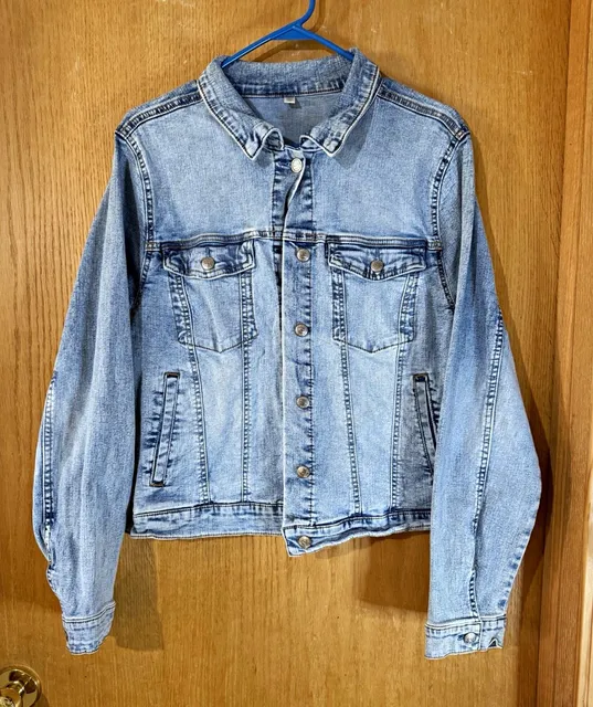 Seven7 Women's Blue Denim Jacket 2XL Short Button Front Long Sleeve Pockets