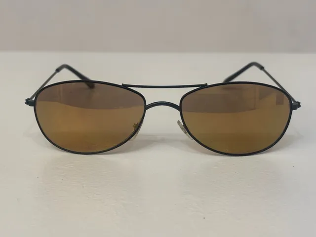 Classic Aviator Sunglasses Black Metal Frame Brown Lenses
