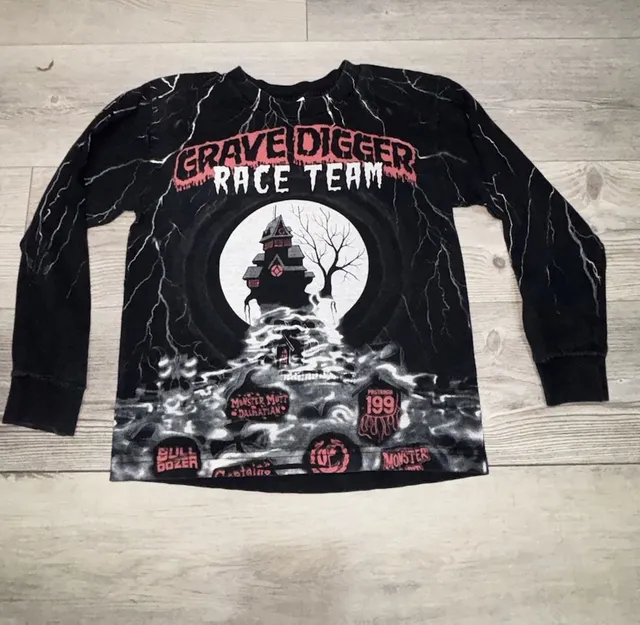 Monster Jam Grave Digger Long Sleeve Shirt Black