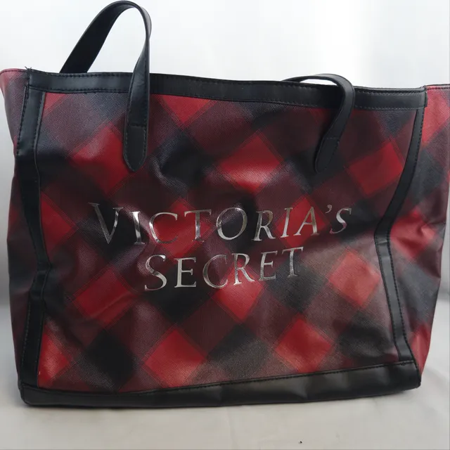Victoria's Secret Buffalo Plaid Weekender Tote Bag Red Black