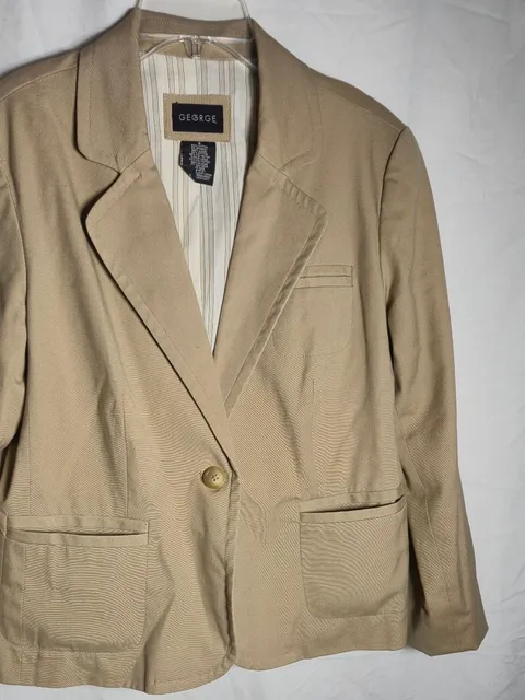 George Blazer Size 8 Khaki Cotton Blend Single Button