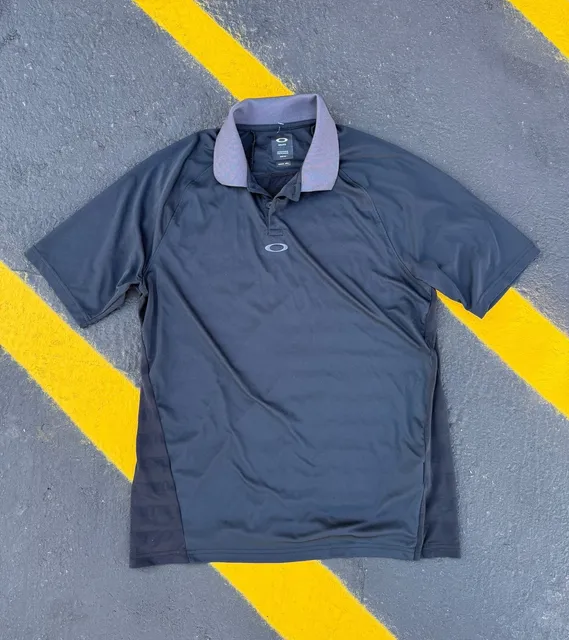 Oakley Polo Shirt Size M Black Short Sleeve Golf Athletic