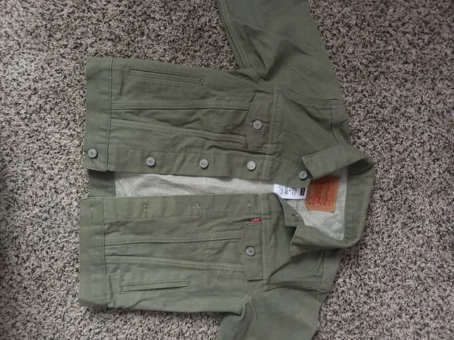 Levi's Trucker Jacket Size M Olive Green Denim